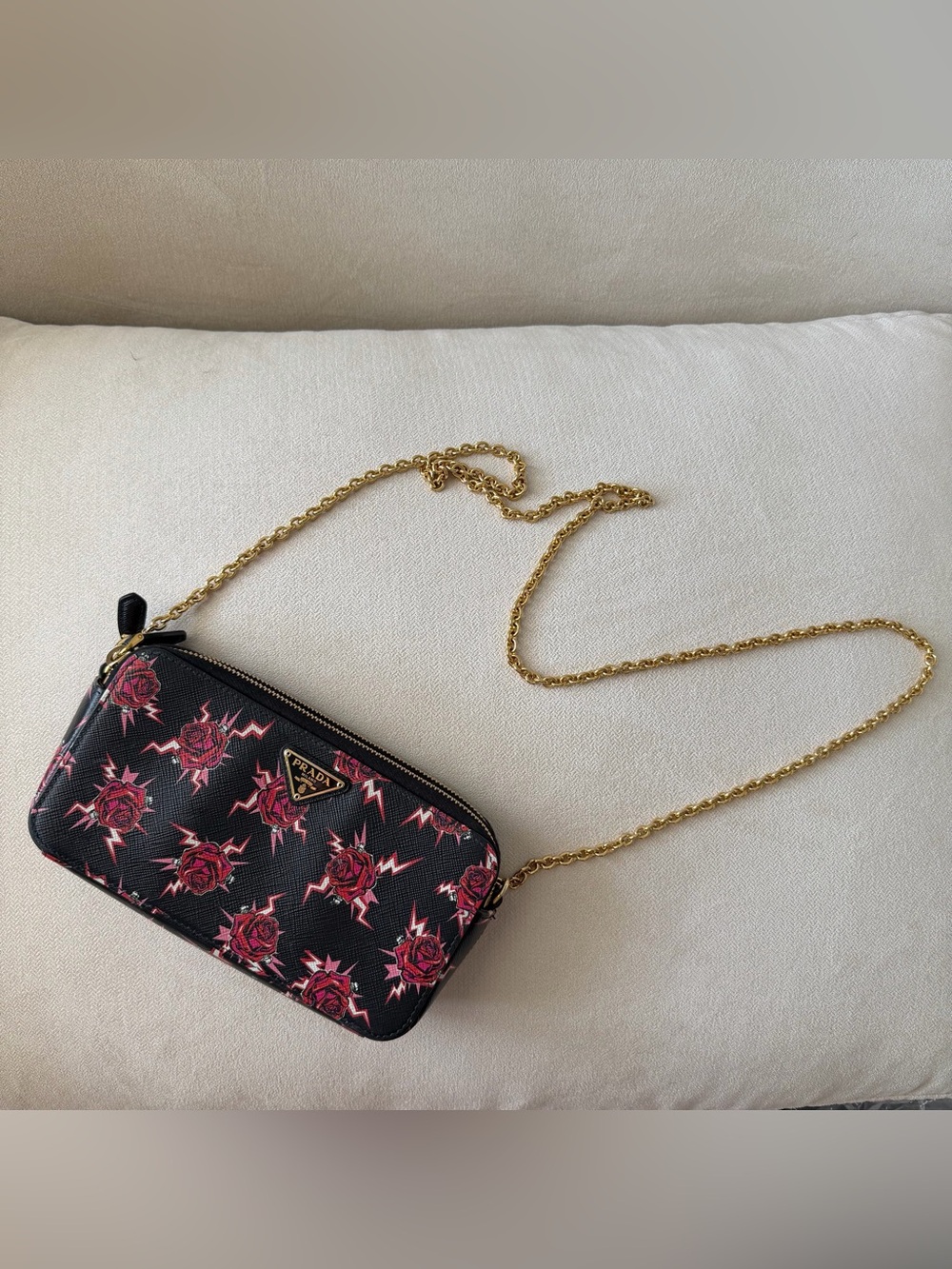 Prada x Frankenstein Saffiano Rose Crossbody Bag